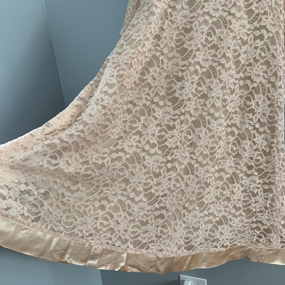 Vintage Dela Ann Loungewear Womens Day Dress Lace Bow Girl Coquette Satin M 422 - Picture 16 of 16